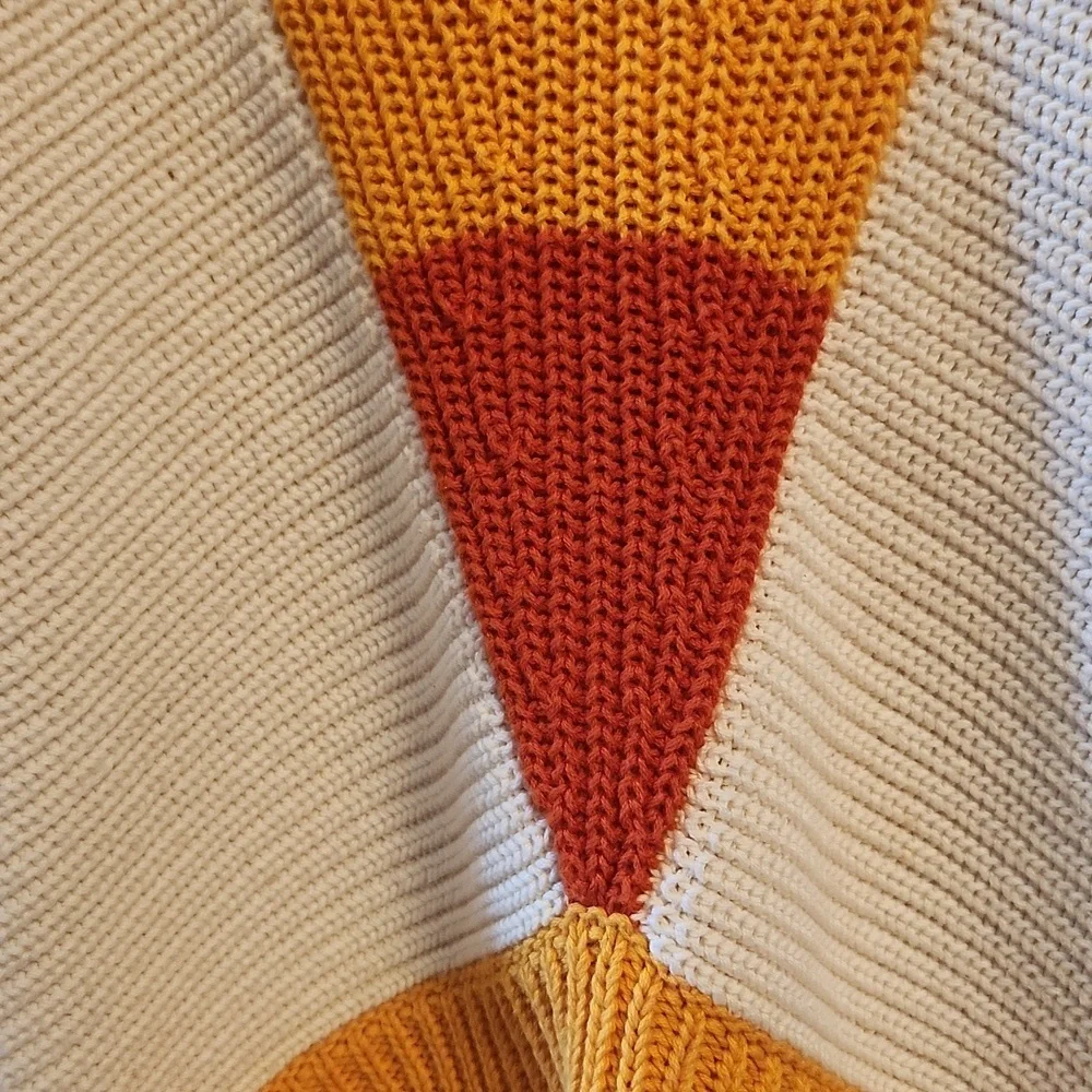 Jil Sander Cream, Orange, and Yellow Colorblock Dolman Sleeve Sweater M/L